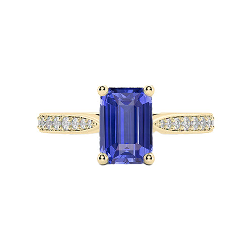 Women Women Diamond Engagement   Gemstone Jewelry Blue Sapphire Ring Accented Diamonds