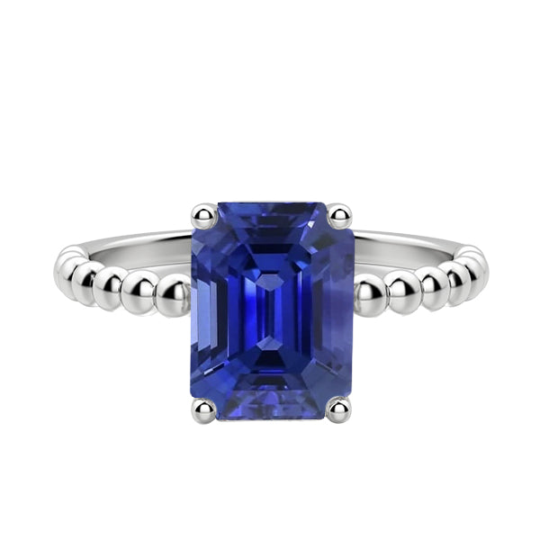 High Quality Fancy Sparkling Gemstone Ring Emerald Ceylon Sapphire Beaded Style