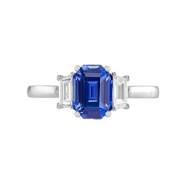 Diamond 3  Brilliant Sparkling Stone Emerald Ceylon Sapphire Ring