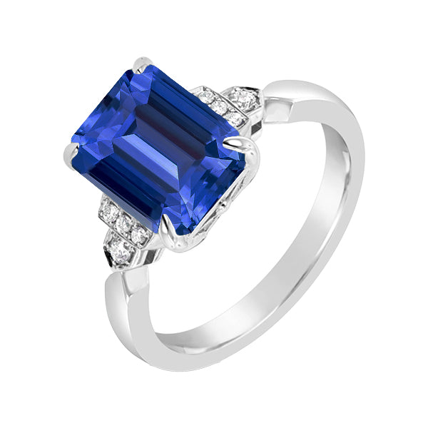 Gorgeous fancy    Diamond Anniversary Emerald Ceylon Sapphire Ring