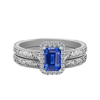 natural emerald sapphire 2.50ct ring close up detail