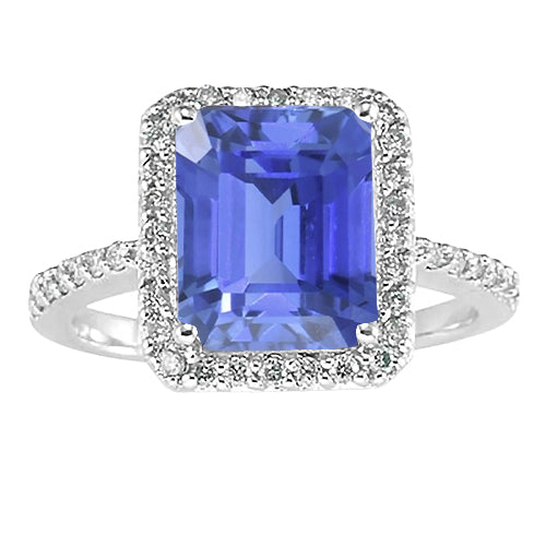 Diamond  Lady’s Vintage Style Halo Emerald Sri Lankan Sapphire Ring