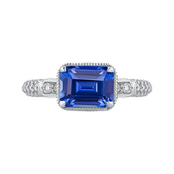 Halo Emerald Sapphire Wedding Ring & Small Round Natural Earth Mined Diamonds 4 Carats