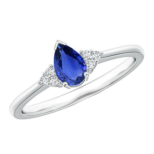  Women Jewelry Sparkling Women Round Diamond Ring Pear Ceylon Sapphire With Accents