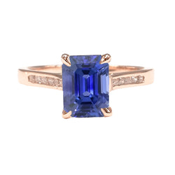 Natural Earth Mined Diamond Engagement Ring Emerald Ceylon Sapphire 2.75 Carats Rose Gold