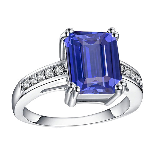 White Gold Ladies Diamond Ring  Fancy Lady’s Vintage Style   Basket Set Ceylon Sapphire