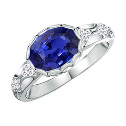 Antique Style Natural Earth Mined Diamond Ring Oval Ceylon Sapphire Stone Gold 3.75 Carats