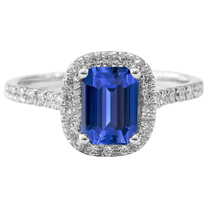  Gorgeous fancy     Sparkling Diamond Halo Ring Emerald Ceylon Sapphire Gold