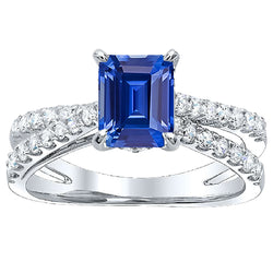 Blue Sapphire Engagement Ring Split Shank Round Natural Earth Mined Diamonds 3.50 Carats