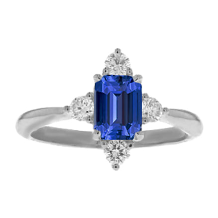 Emerald Sapphire Best Amazing Stylish womans  Diamond Ring 5 Stone White Gold  Jewelry