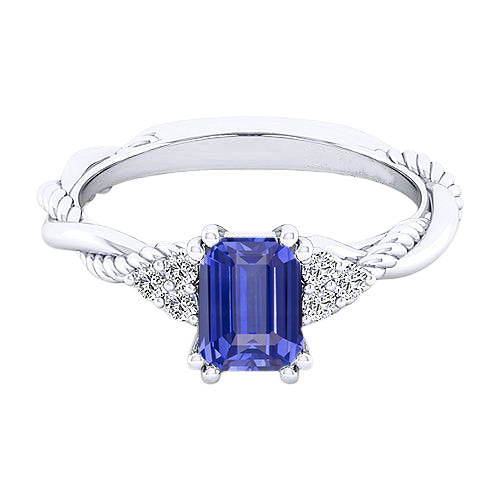Best Amazing Stylish womans Blue Sapphire Gemstone Ring Twisted Rope Style Diamonds