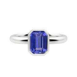 Emerald Solitaire Ring Bezel Set Sri Lankan Sapphire 1.50 Carats