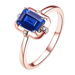 Rose Gold Gemstone Ring Ceylon Sapphire & Round Natural Earth Mined Diamonds 2.50 Carats