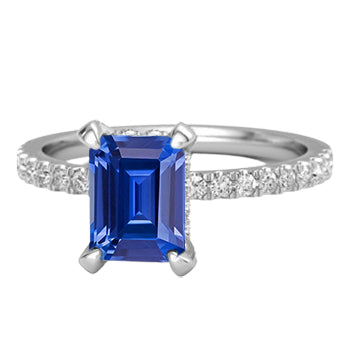 Best Amazing Stylish womans  Gold Engagement Ring Emerald Blue Sapphire & Pave Diamonds