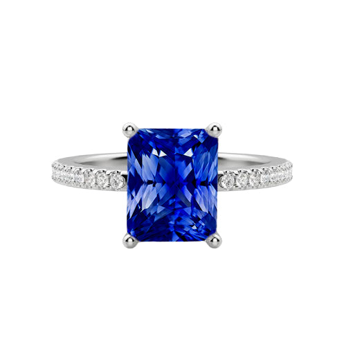 Sparkling  Best Amazing Stylish womans  Diamond Sapphire Engagement Ring Radiant Cut Gold