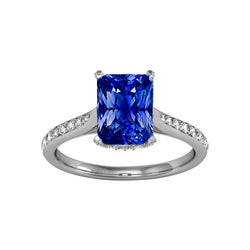 Sapphire Engagement Ring Radiant With Round Natural Earth Mined Diamond Accents 2 Carats