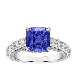 Natural Earth Mined Diamond Anniversary Ring 4 Carats Vintage Style Sapphire Radiant Cut
