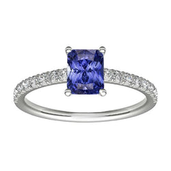 Women Natural Earth Mined Diamond Ring With Radiant Blue Sapphire Gemstone Jewelry 3 Carat