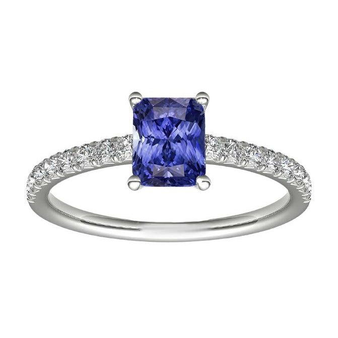 Women Natural Earth Mined Diamond Ring With Radiant Blue Sapphire Gemstone Jewelry 3 Carat