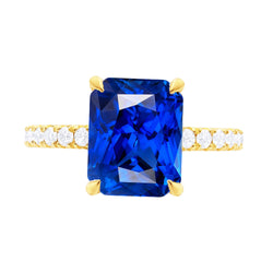 Women Round Diamond Jewelry New Radiant Ceylon Sapphire Ring 4 Carats