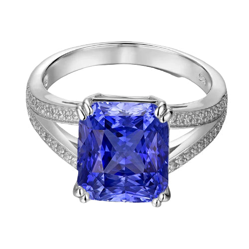 New High Quality Wedding Gemstone Jewelry Cushion Sapphire Ring   Split Shank Jewelry