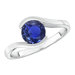 2 Carats Solitaire Ring Ceylon Sapphire Tension Style Gold Jewelry