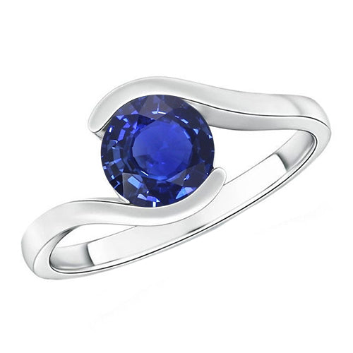 Best Amazing Anniversary Solitaire Ring Ceylon Sapphire Tension Style Gold Jewelry
