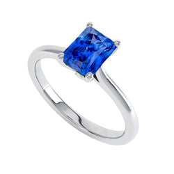Radiant Solitaire Sri Lankan Sapphire Ring 1.50 Carats Women’s Jewelry