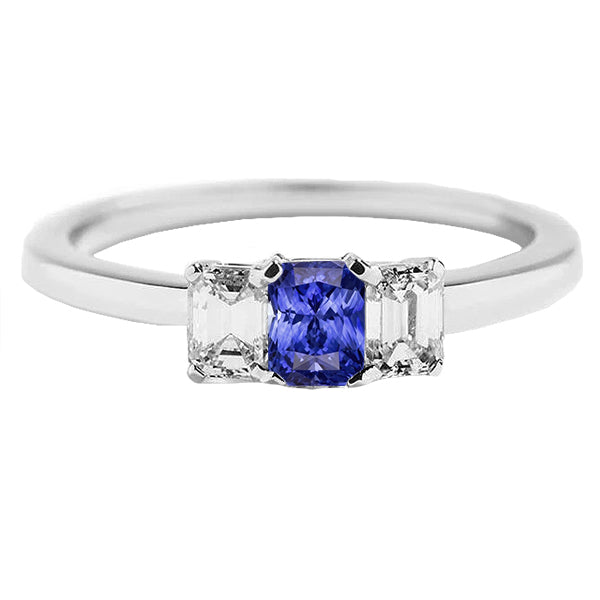 Women Diamond Anniversary Ring Radiant Cut Ceylon Sapphire   New High Quality Wedding  