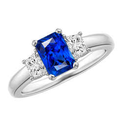 Blue Sapphire Gemstone Ring 2.50 Carats Sparkling Radiant Natural Earth Mined Diamonds