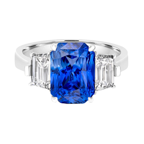 Emerald Diamond Anniversary Ring 3 Carats Light Blue Sapphire  Half bazel fancy Engagement  