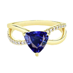 Natural Earth Mined Diamond Gemstone Ring Trillion Shape Sapphire Split Shank 2.50 Carats