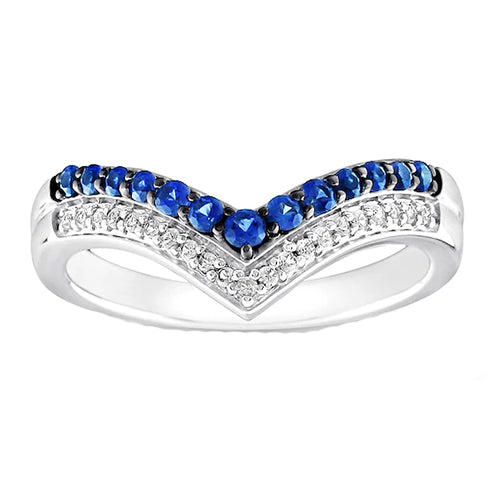 Women Gold Ring Enhancer Round Natural Earth Mined Diamond & Blue Sapphire Stones 2 Carats