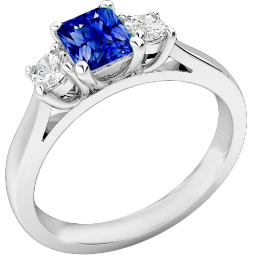 Round Diamond Women's Ring  True classic fancy   Ceylon Sapphire U Prong Setting