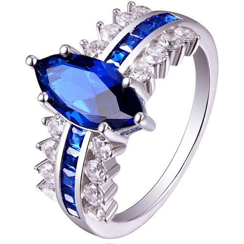 Best LAdies Gemstone Marquise & Princess Blue Sapphire Diamond Ring