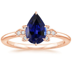 Rose Gold Diamond Engagement Ring Pear Cut Ceylon Sapphire 7.25 Carats