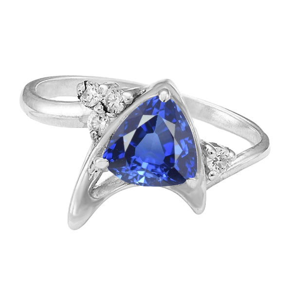 Diamond Fancy Ring Ceylon Sapphire Trillion Cut Gemstone   Ladies New weeding  