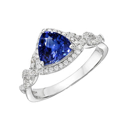 Natural Earth Mined Diamond Engagement Ring Trillion Cut Sapphire Twisted Shank 3 Carats
