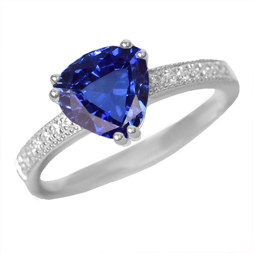 Diamond Jewelry Trillion Cut Blue Sapphire 2 Carats