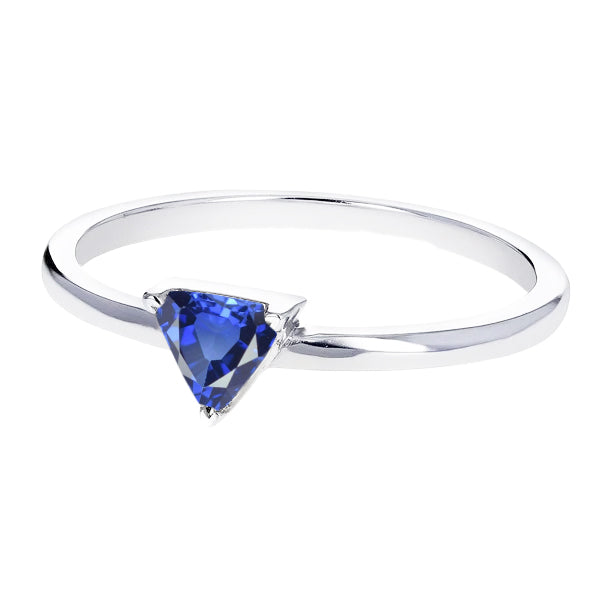 Solitaire Trillion Sri Lankan Sapphire Ring  Sparkling Unique Lady’s  
