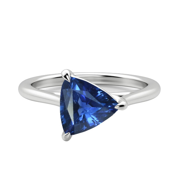 Solitaire Ring Trillion Natural Blue Sapphire   Lady’s Brilliant Engagement  
