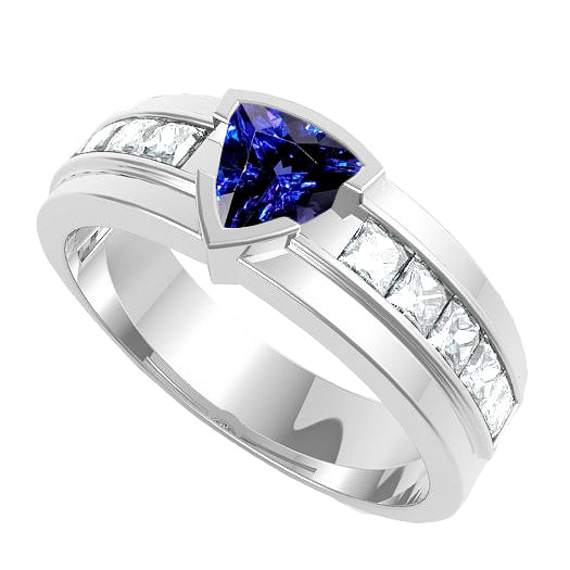 Trillion Sapphire Ring   Lady’s Brilliant Engagement   Channel Set Diamonds
