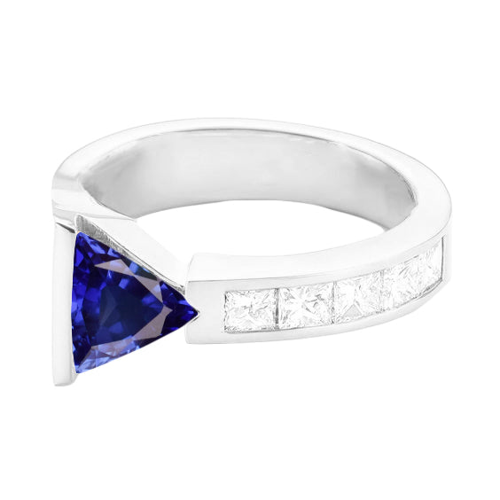 Princess Diamond Trillion Sapphire Ring  New High Quality Wedding     