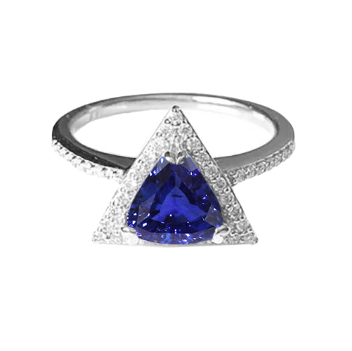 Halo Trillion Sapphire Ring 1.50 Carats