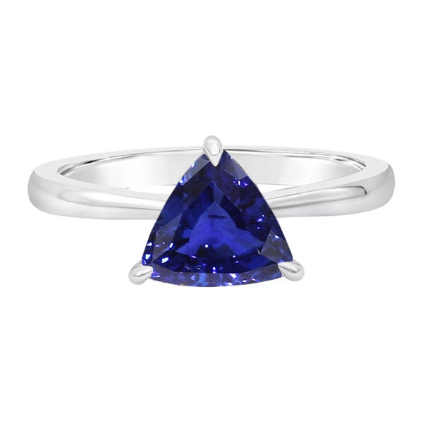 Solitaire Wedding Ring Trillion Blue Sapphire 1.50 Carats