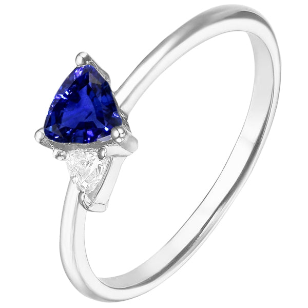 Trillion Sapphire & Diamond Ring  Fancy Princess Cut Style    Women’s Jewelry