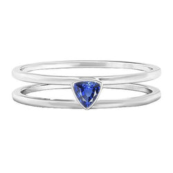 Solitaire Engagement Ring Set Trillion Sapphire With Band 0.50 Carats