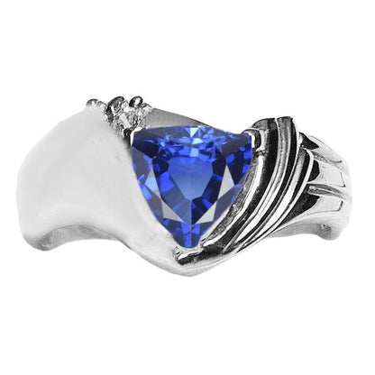 natural trillion sapphire 2ct ring front view
