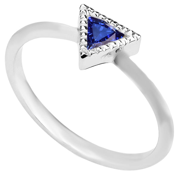 Halo Engagement Ring Trillion Bezel Set Ceylon Sapphire  Sparkling Unique Lady’s   