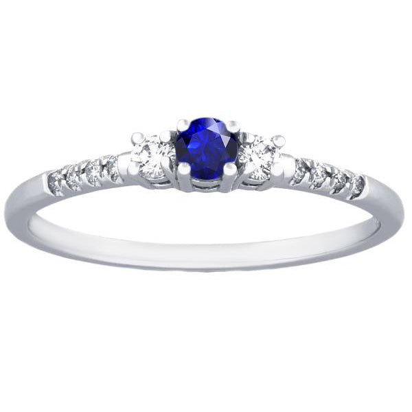 Women's Diamond Ring Antique Lady’s  Style White Elegant 3 Stone Style Blue Sapphire Round Cut
